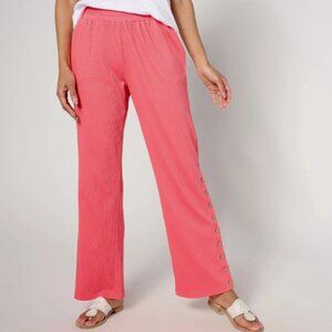 Belle Kim Gravel Packabelle Buttoned Up Rlxd Pant-Coral-Petite XS-NEW-A644467